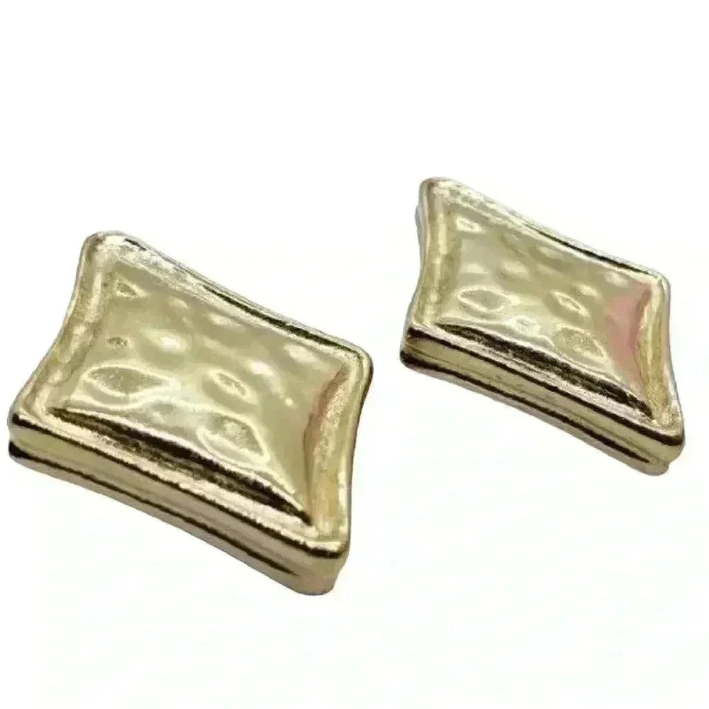 GIVENCHY Earrings Giant Statement Diamond Shaped Gold Wavy Clip Vintage Chunky - Picture 2 of 11